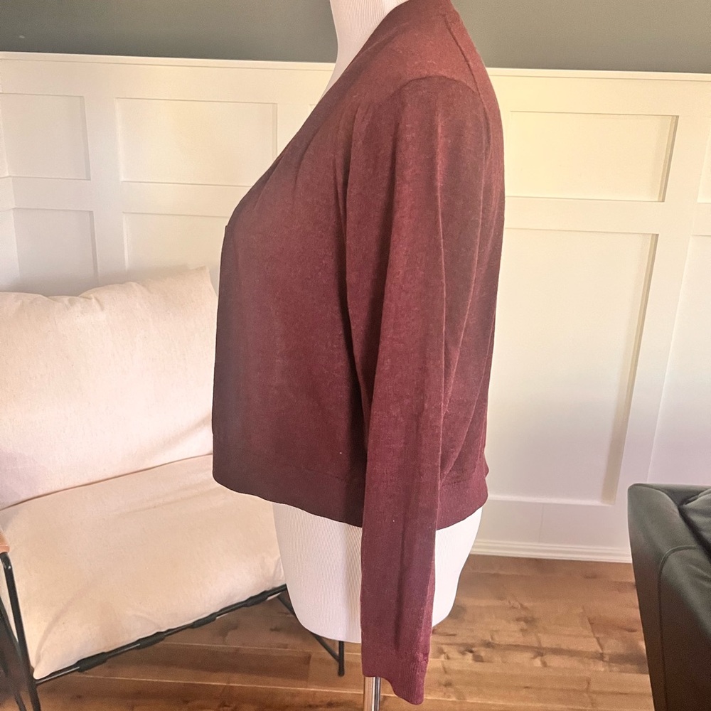 Women's Burgundy Cardigan Sweater - Picture 2 of 4